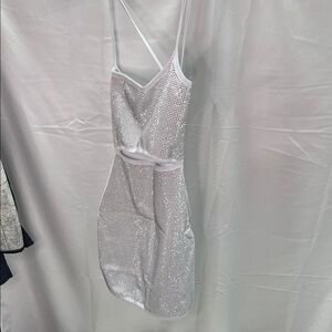 Dazzling Silver Backless Dress